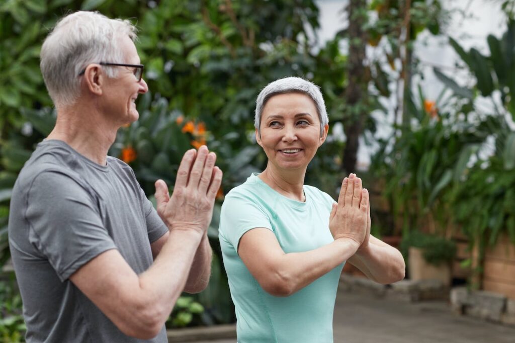 Hormone replacement therapy for women in Denver helps this woman to keep up with yoga