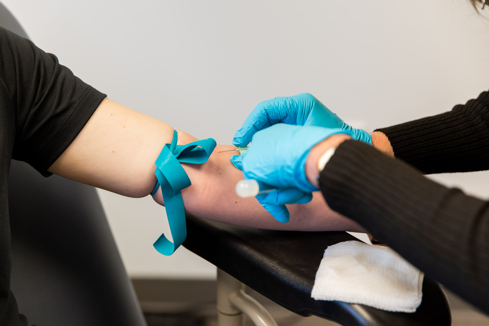 Close up of a blood draw at a boutique doctor